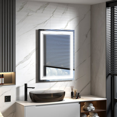 28 in. W x 36 in. H Frameless Rectangular LED Light Wall Mount Bathroom Mirror
