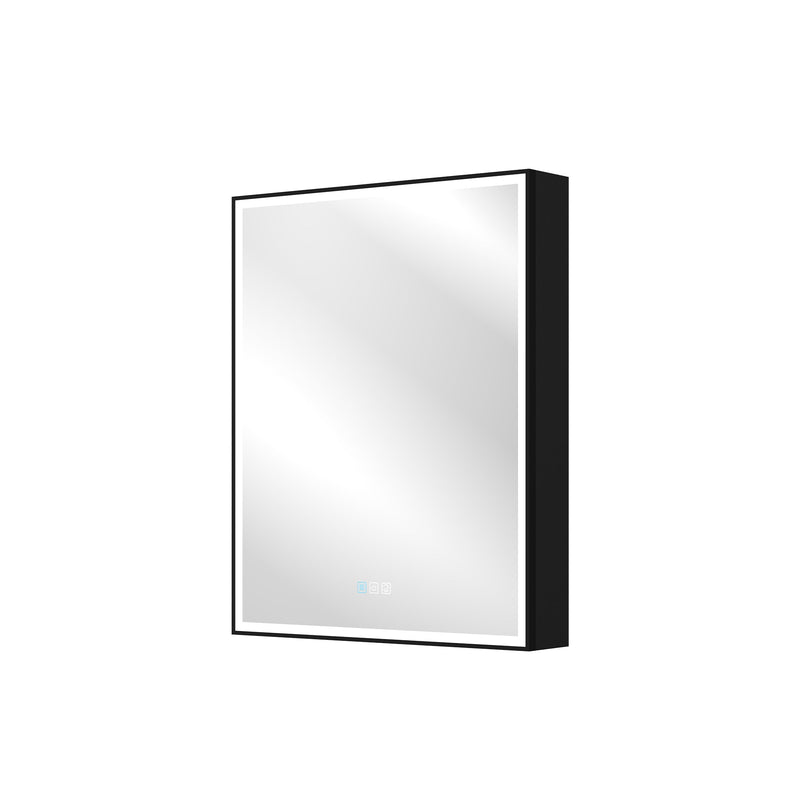 24 in. x 30 in. Black Aluminum Right Medicine Cabinet with Mirror and LED Light