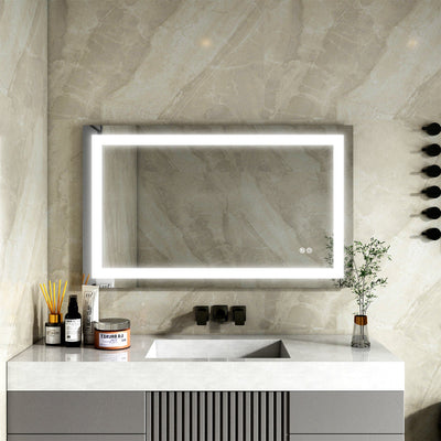 40 in. W x 24 in. H Frameless Rectangular LED Light Bathroom Mirror
