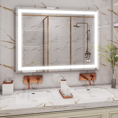 48 in. W x 36 in. H Frameless Rectangular LED Light Bathroom Mirror