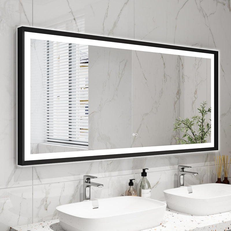 60 in. W x 28 in. H Aluminium Framed Front and Back LED Light Bathroom Vanity Mirror