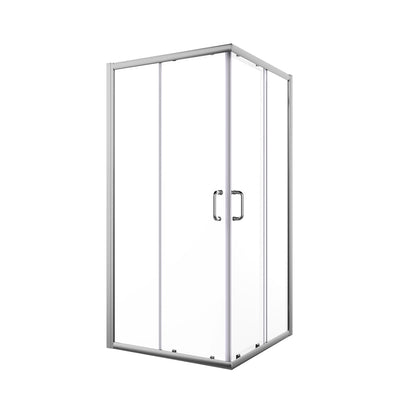 36 in. x 72 in. Corner Shower Enclosure, Clear Glass, Double Sliding Doors, with Handle in Chrome