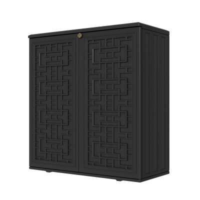 60-Gallon Outdoor Storage Cabinet, Waterproof HDPE Resin Deck Box with One Shelf for Garden Tools, Patio Cushions