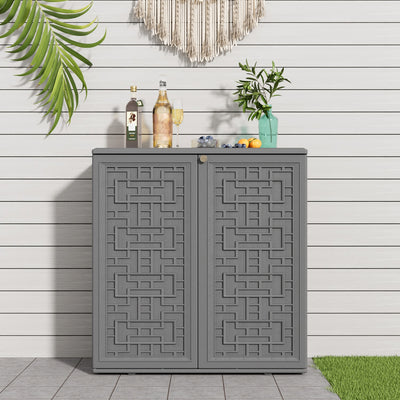 60-Gallon Outdoor Storage Cabinet, Waterproof HDPE Resin Deck Box with One Shelf for Garden Tools, Patio Cushions