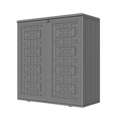 60-Gallon Outdoor Storage Cabinet, Waterproof HDPE Resin Deck Box with One Shelf for Garden Tools, Patio Cushions
