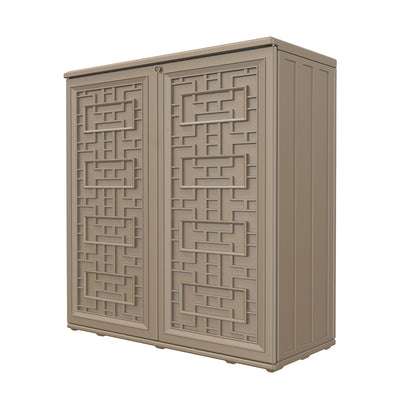 60-Gallon Outdoor Storage Cabinet, Waterproof HDPE Resin Deck Box with One Shelf for Garden Tools, Patio Cushions