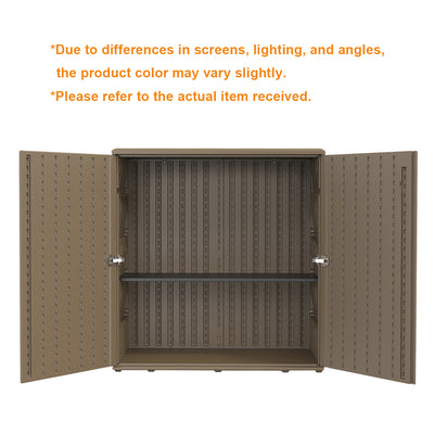 60-Gallon Outdoor Storage Cabinet, Waterproof HDPE Resin Deck Box with One Shelf for Garden Tools, Patio Cushions