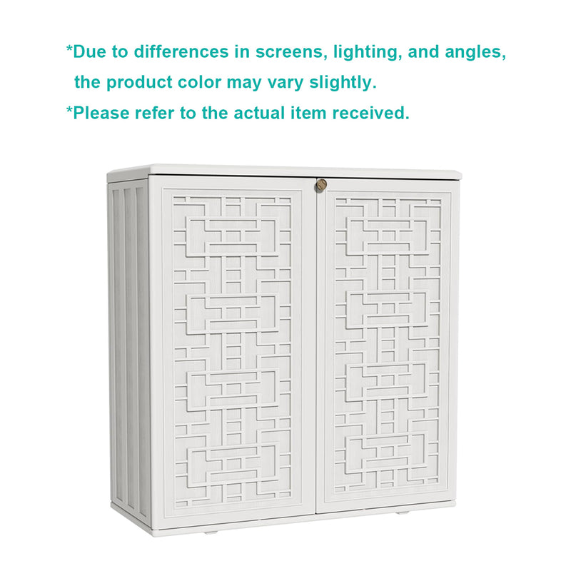 60-Gallon Outdoor Storage Cabinet, Waterproof HDPE Resin Deck Box with One Shelf for Garden Tools, Patio Cushions