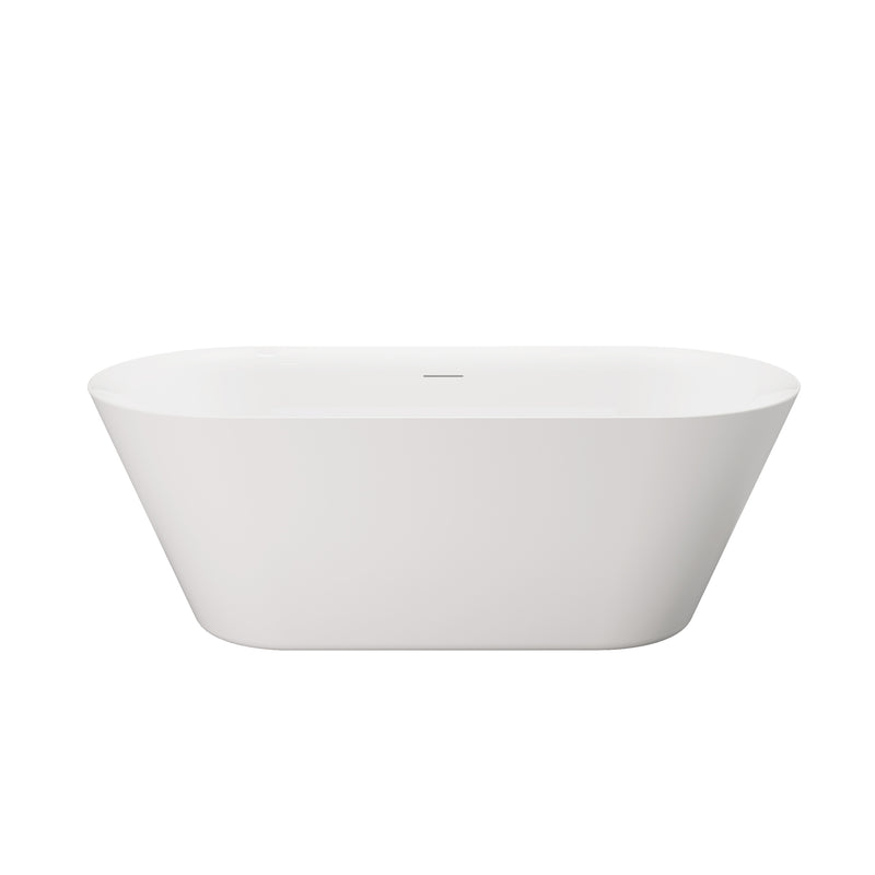 66 Freestanding Glossy White Acrylic Bathtub with Slotted Overflow