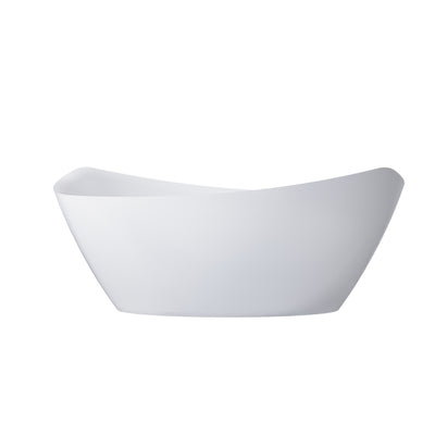 70 Freestanding Glossy White Acrylic Bathtub with Overflow and Drainage
