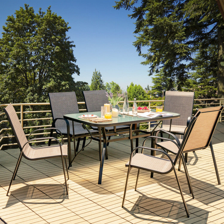 imported tempered glass patio table with umbrella hole 55 x 35 Inch Patio Dining Rectangle Tempered Glass Table with Umbrella – Forclover