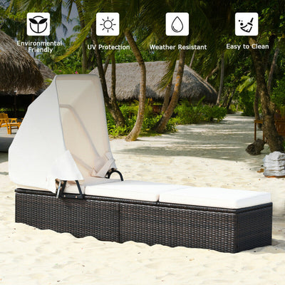 Outdoor Chaise Lounge Chair with Folding Canopy