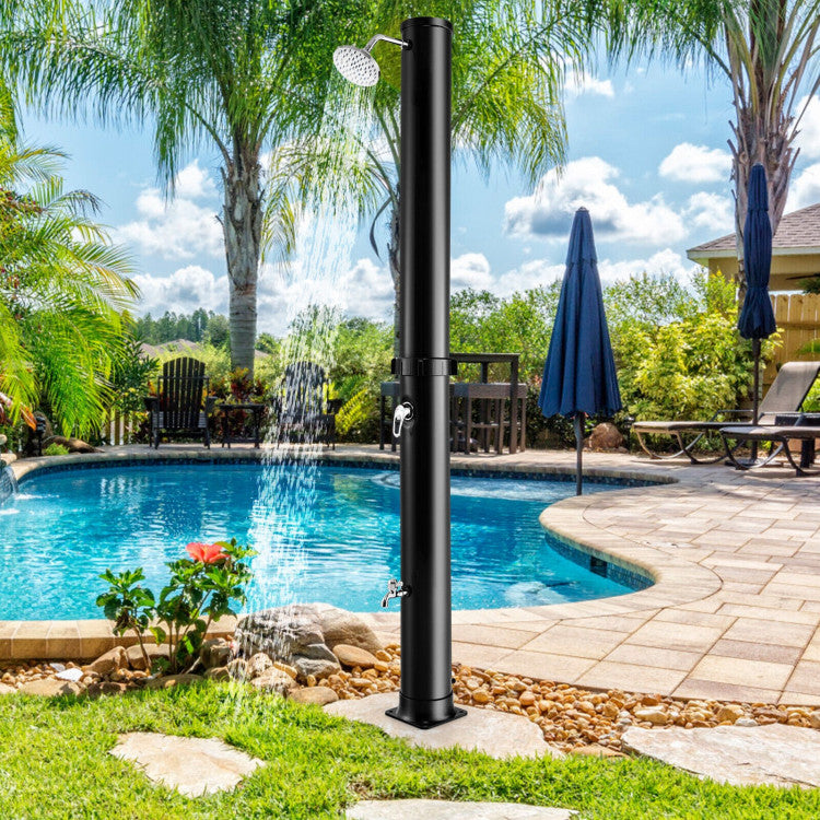 7.2 Feet Solar-Heated Outdoor Shower with Free-Rotating Black Shower Head