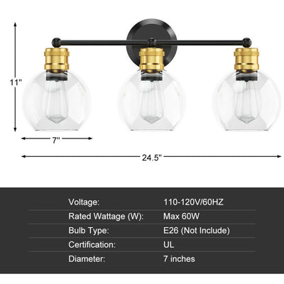 Modern 3-light Bubbled Glass Vanity Light