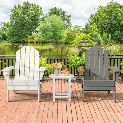 Foldable Weather Resistant Patio Chair with Built-in Cup Holder Gray