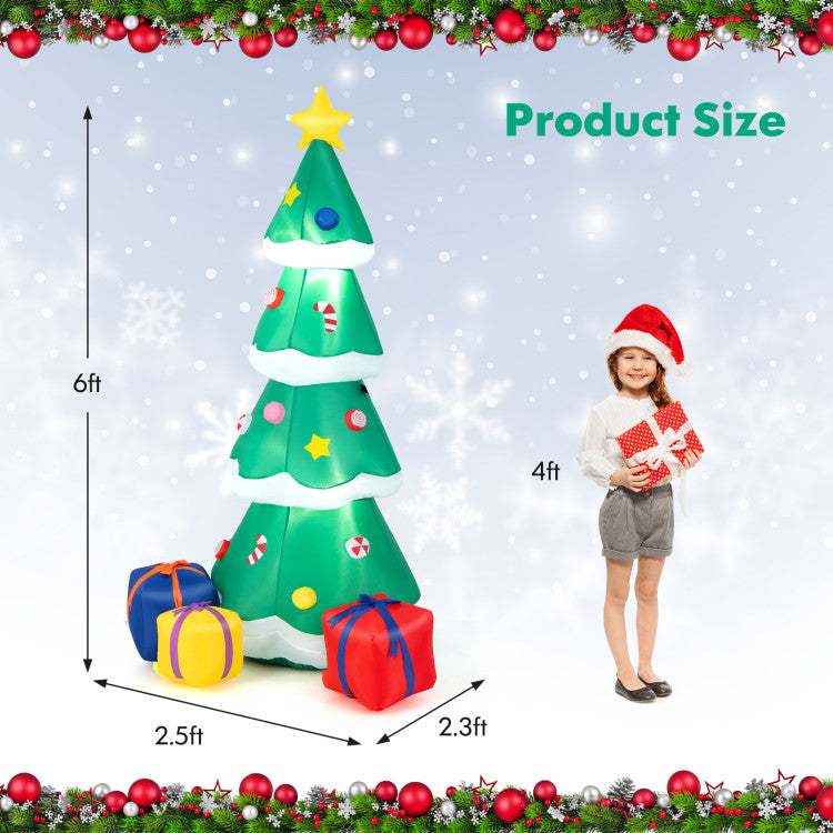 6 Feet Tall Blow up Christmas Tree with 3 Gift Boxes