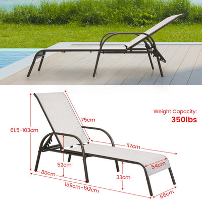 Adjustable Patio Chaise Folding Lounge Chair with Backrest