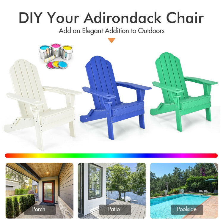 Foldable Weather Resistant Patio Chair with Built-in Cup Holder White