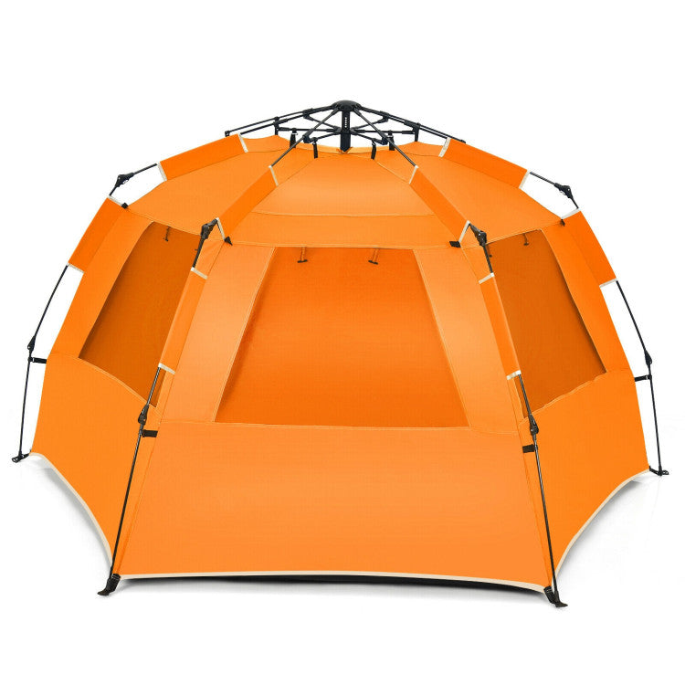 3-4 Person Easy Pop-Up Beach Tent UPF 50+ Portable Sun Shelter--Orange