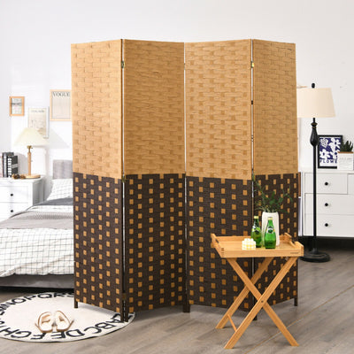 4 Panel Portable Folding Hand-Woven Wall Divider Suitable for Home Office