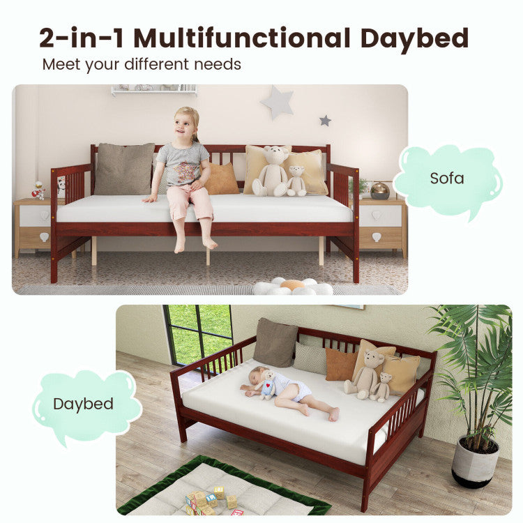 Full Size Metal Daybed Frame with Guardrails