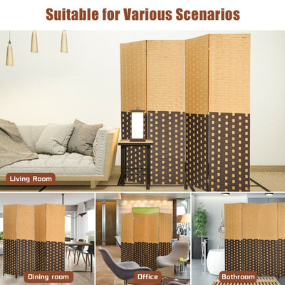 4 Panel Portable Folding Hand-Woven Wall Divider Suitable for Home Office