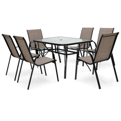 7-Piece Patio Dining Set with 6 Stackable Chairs