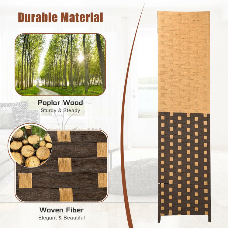 4 Panel Portable Folding Hand-Woven Wall Divider Suitable for Home Office