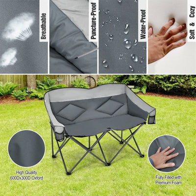 Folding Camping Chair with Bags and Padded Backrest