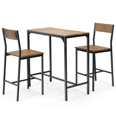 3 Pieces Bar Table Set with 2 Stools