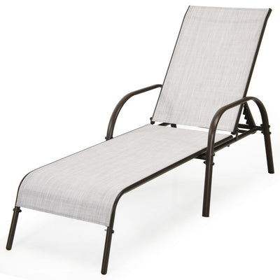 Adjustable Patio Chaise Folding Lounge Chair with Backrest