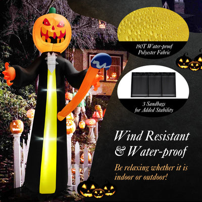 10 Feet Halloween Inflatable Pumpkin Ghosts with Built-in LEDs