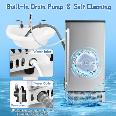115V Free-Standing Undercounter Built-In Ice Maker with Self-Cleaning Function