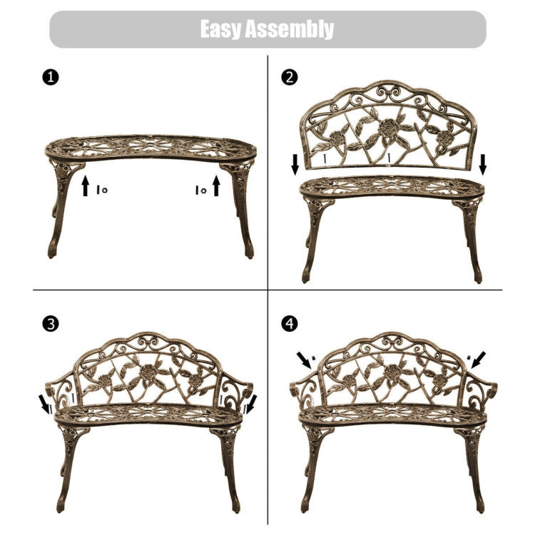 Aluminum Patio Outdoor Garden Bench Chair Loveseat Cast