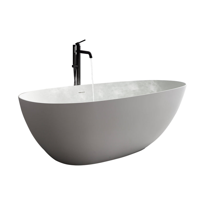 59inch/67inch/71inch Stone Resin Solid Surface Matte Flatbottom Freestanding Bathtub in White