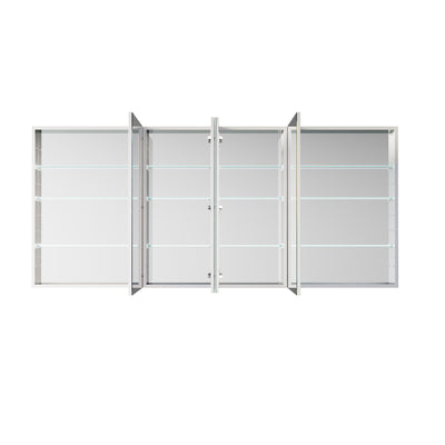 80 in. ×36 in. Copper-Free Tri-Views Mirror Medicine Cabinet with Adjustable Shelves and 4 Swing Doors