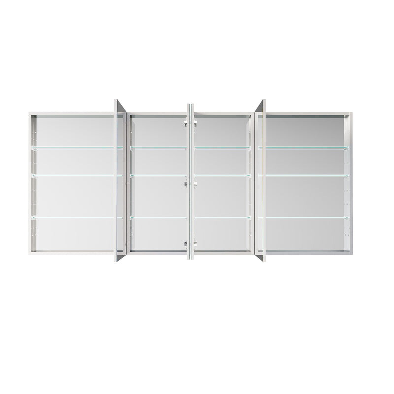 80 in. ×36 in. Copper-Free Tri-Views Mirror Medicine Cabinet with Adjustable Shelves and 4 Swing Doors