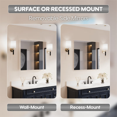 32 in. x 30 in. Copper-Free Tri-Views Mirror Medicine Cabinet with Adjustable Shelves and Dual Swing Doors