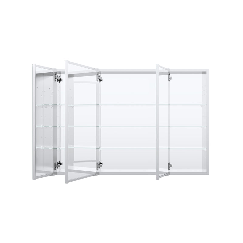 44 in. x30 in. Copper-Free Tri-Views Mirror Medicine Cabinet with Adjustable Shelves and 3 Doors