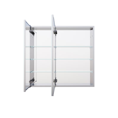 32 in. x 30 in. Copper-Free Tri-Views Mirror Medicine Cabinet with Adjustable Shelves and Dual Swing Doors