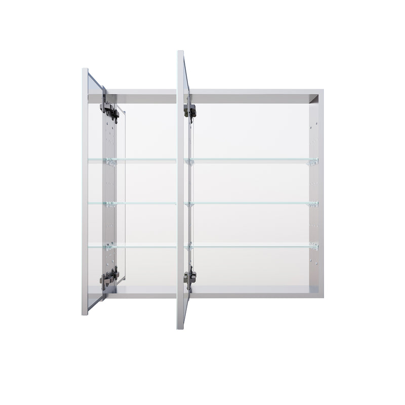 32 in. x 30 in. Copper-Free Tri-Views Mirror Medicine Cabinet with Adjustable Shelves and Dual Swing Doors