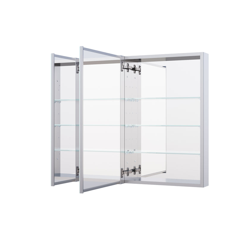 32 in. x 30 in. Copper-Free Tri-Views Mirror Medicine Cabinet with Adjustable Shelves and Dual Swing Doors
