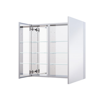 32 in. x 30 in. Copper-Free Tri-Views Mirror Medicine Cabinet with Adjustable Shelves and Dual Swing Doors