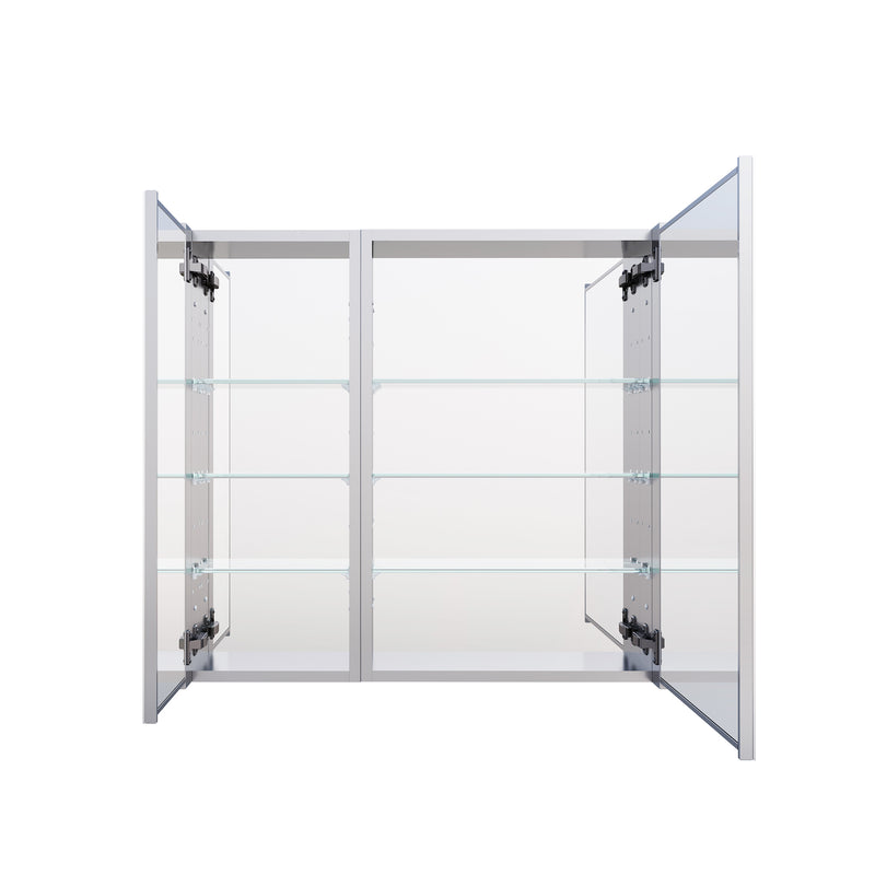 32 in. x 30 in. Copper-Free Tri-Views Mirror Medicine Cabinet with Adjustable Shelves and Dual Swing Doors