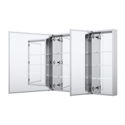 48 in. x30 in. Copper-Free Tri-Views Mirror Medicine Cabinet with Adjustable Shelves and 3 Doors