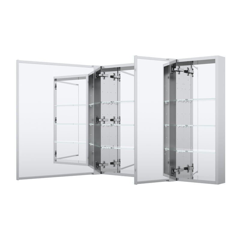 48 in. x30 in. Copper-Free Tri-Views Mirror Medicine Cabinet with Adjustable Shelves and 3 Doors