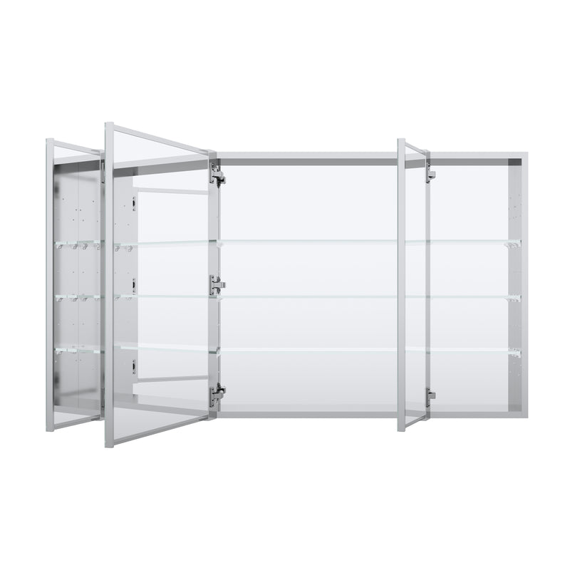 48 in. x30 in. Copper-Free Tri-Views Mirror Medicine Cabinet with Adjustable Shelves and 3 Doors