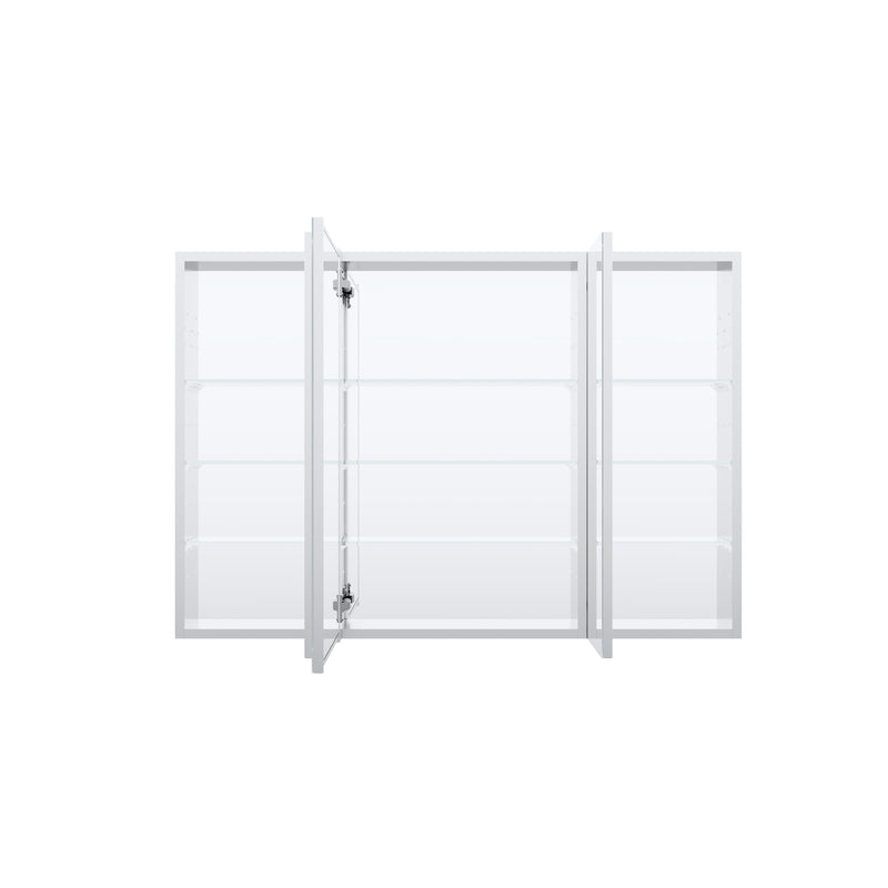 44 in. x30 in. Copper-Free Tri-Views Mirror Medicine Cabinet with Adjustable Shelves and 3 Doors