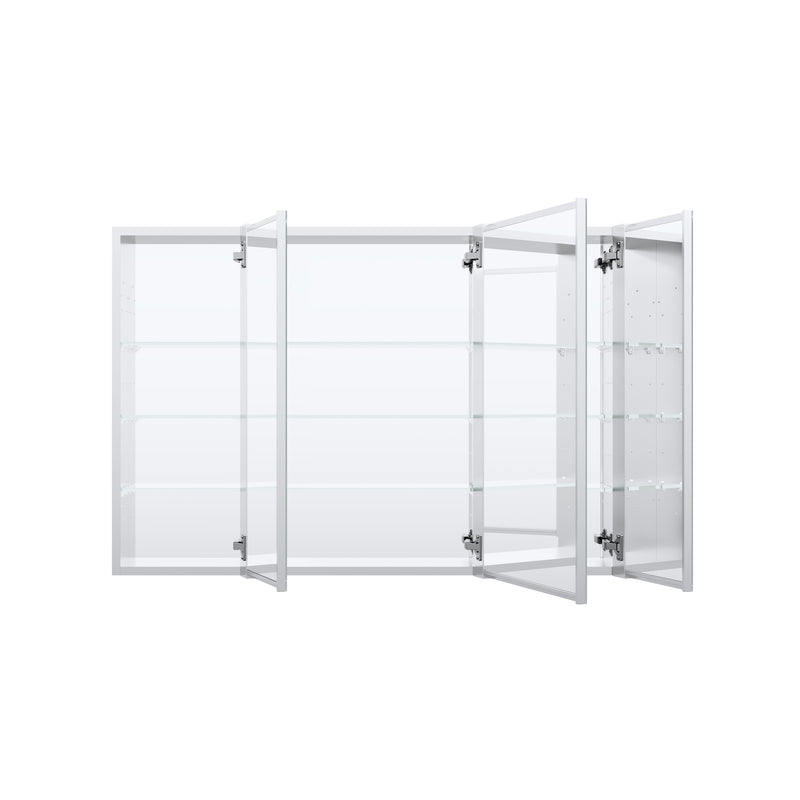 44 in. x30 in. Copper-Free Tri-Views Mirror Medicine Cabinet with Adjustable Shelves and 3 Doors