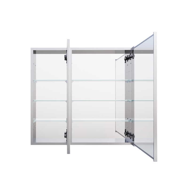 32 in. x 30 in. Copper-Free Tri-Views Mirror Medicine Cabinet with Adjustable Shelves and Dual Swing Doors